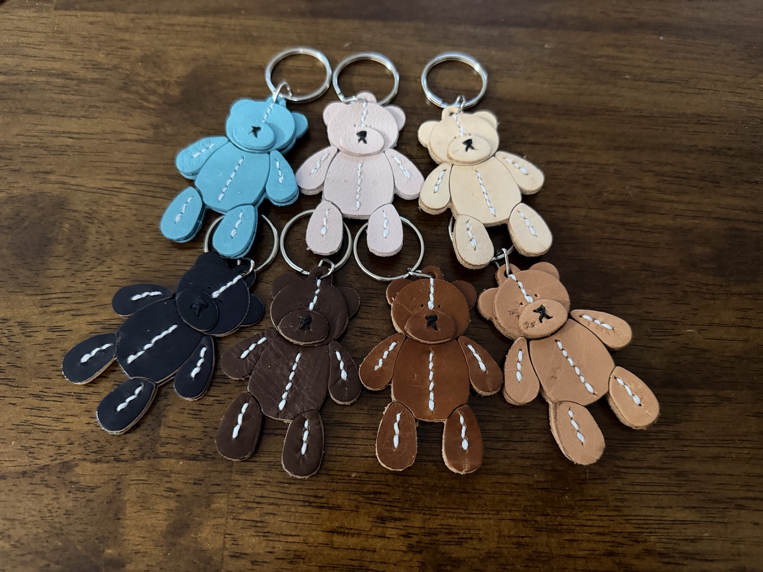 Handmade Charlie Teddies leather teddy bear keychains